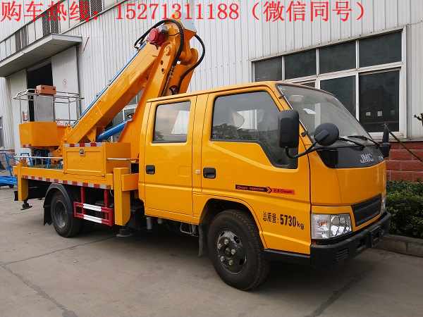 江鈴14米直臂升降車通過工作臂的伸縮、變幅、回轉、升降將作業(yè)人員和作業(yè)工具送到指定的高空作業(yè)位置進行高空作業(yè)。
